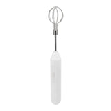 Electric Hand Mixer Three Different Speeds Battery Powered Handheld Milk Frother for Home Baking White - Side View