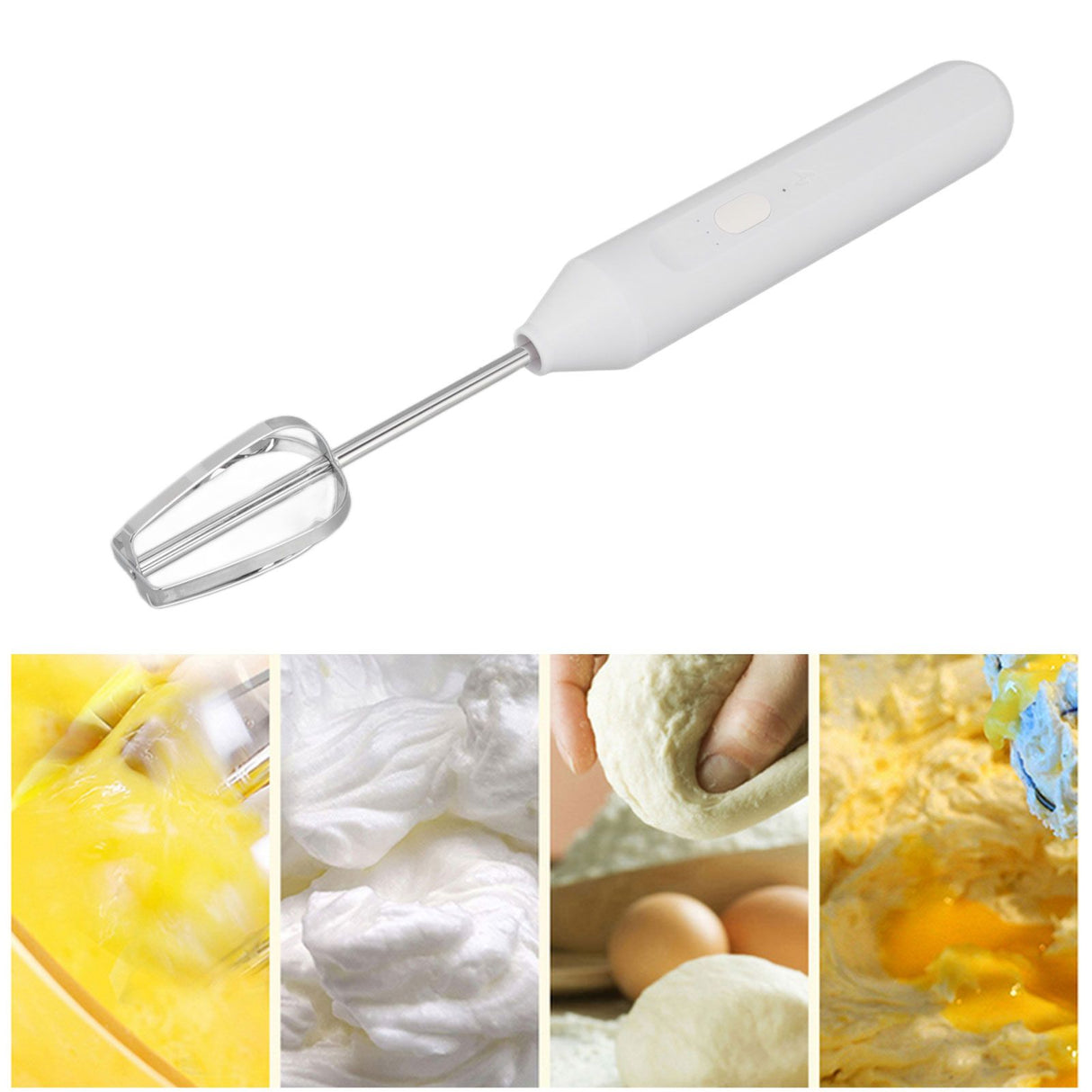 Electric Handheld Egg Beater Electric Milk Frother Coffee Blender Milkshake Blender Foamer Kitchen Tools White