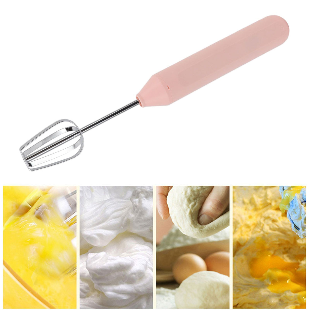 Electric Handheld Egg Beater Electric Milk Frother Coffee Blender Milkshake Blender Foamer Kitchen Tools Pink