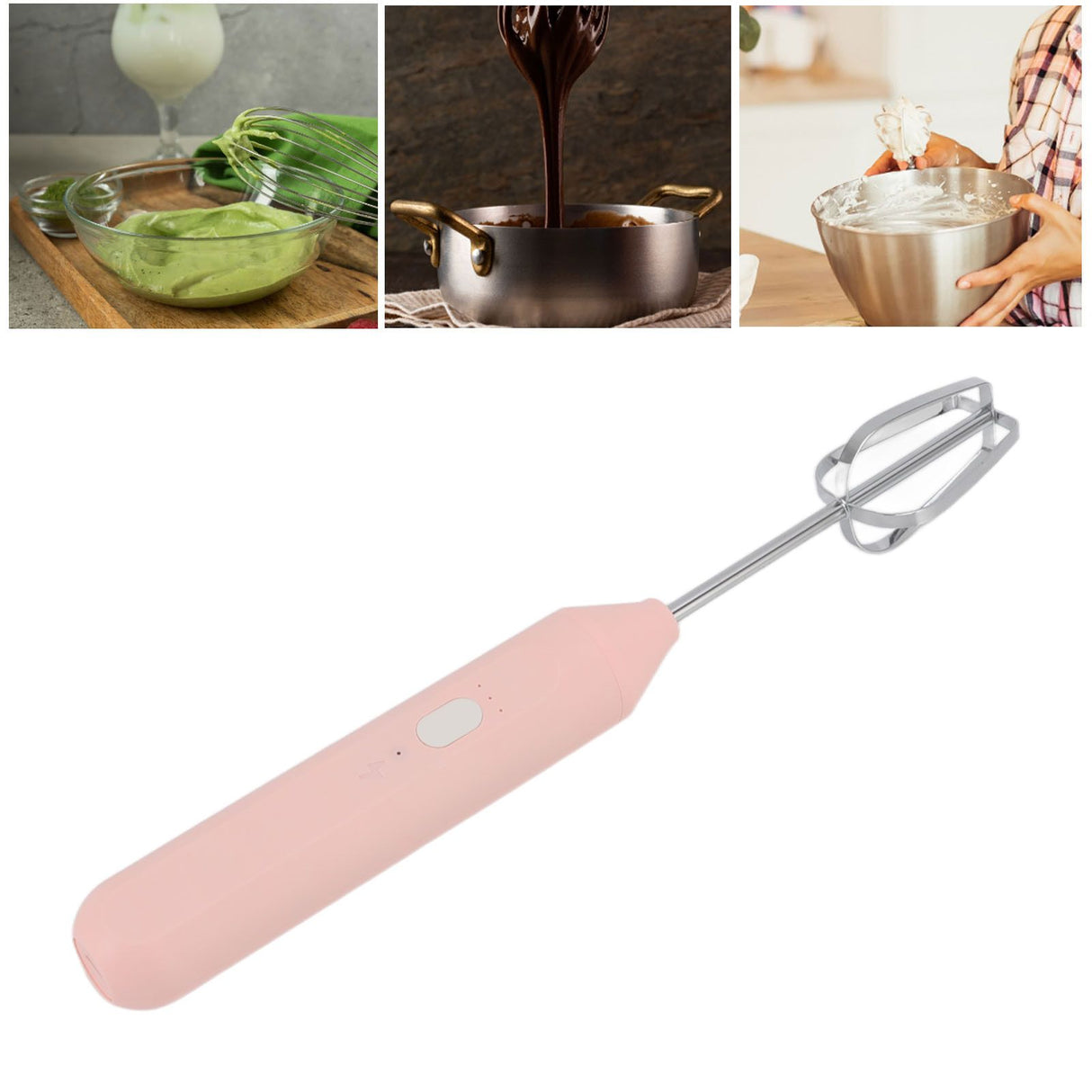 Electric Handheld Egg Beater Electric Milk Frother Coffee Blender Milkshake Blender Foamer Kitchen Tools Pink