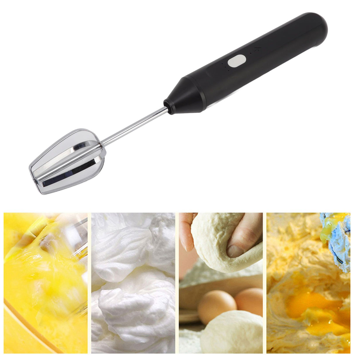 Electric Handheld Egg Beater Electric Milk Frother Coffee Blender Milkshake Blender Foamer Kitchen Tools Black