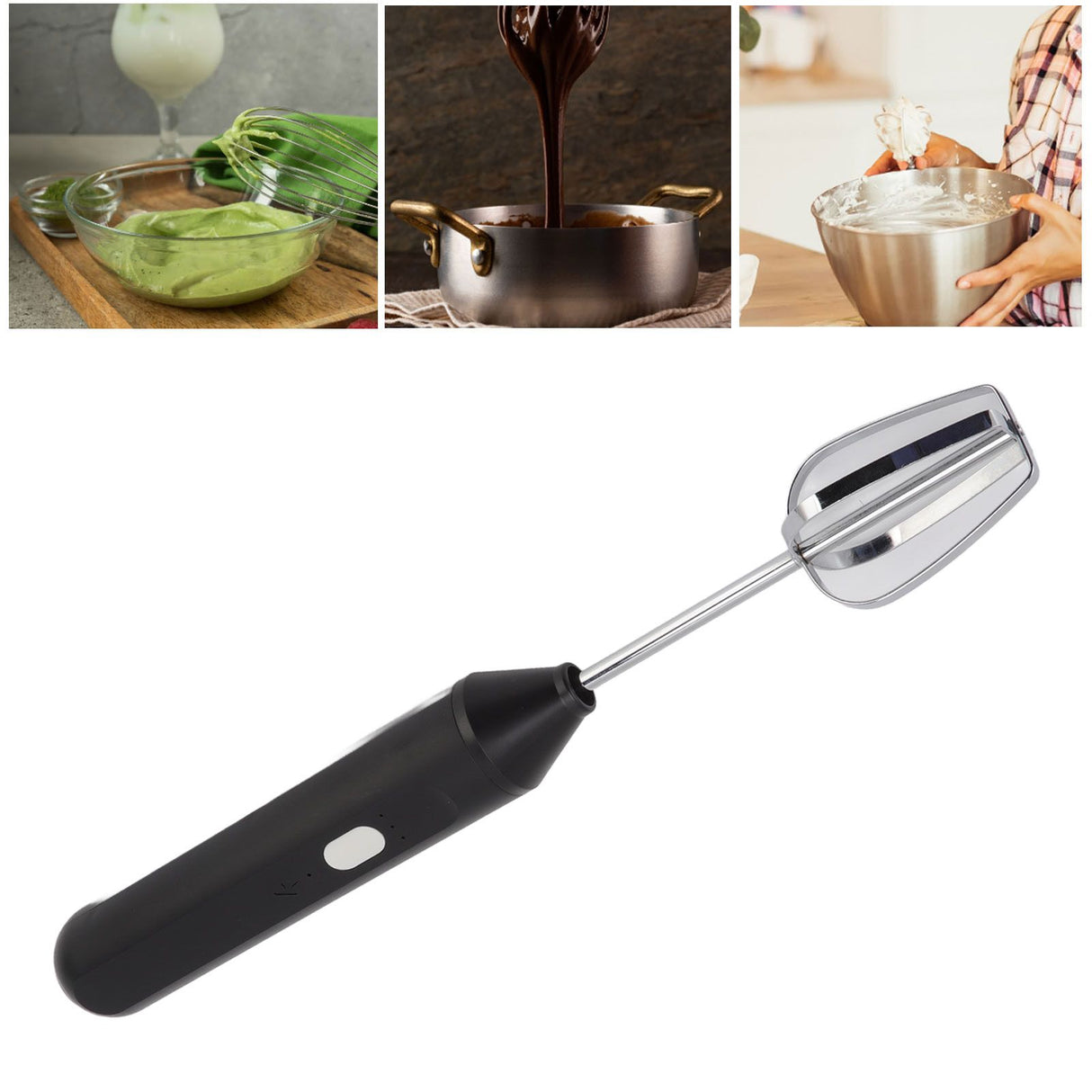 Electric Handheld Egg Beater Electric Milk Frother Coffee Blender Milkshake Blender Foamer Kitchen Tools Black