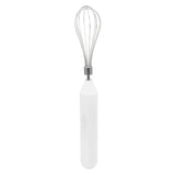 Electric Egg Beater Handheld USB Charging Milk Frother Portable Cordless Drink Mixer with Stainless Steel Whisk White - Rear View