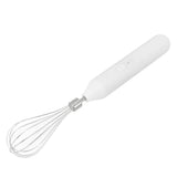 Electric Egg Beater Handheld USB Charging Milk Frother Portable Cordless Drink Mixer with Stainless Steel Whisk White - Low Angle