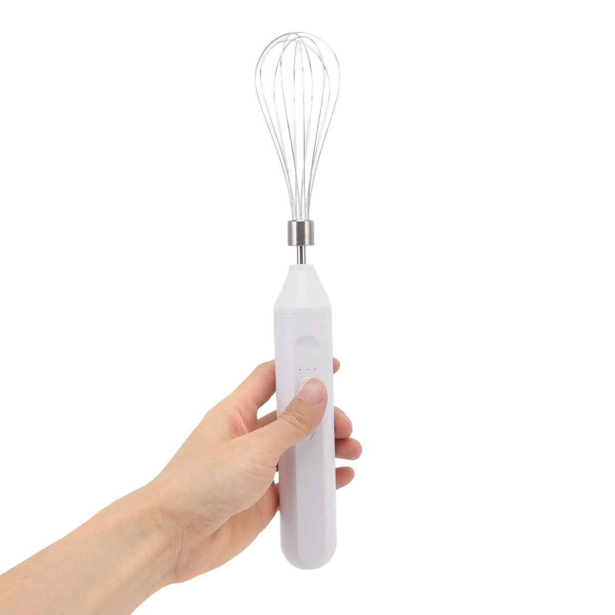 Electric Egg Beater Handheld USB Charging Milk Frother Portable Cordless Drink Mixer with Stainless Steel Whisk White