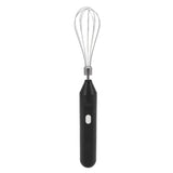 Electric Egg Beater Handheld USB Charging Milk Frother Portable Cordless Drink Mixer with Stainless Steel Whisk Black - Front View