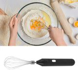 Electric Egg Beater Handheld USB Charging Milk Frother Portable Cordless Drink Mixer with Stainless Steel Whisk Black