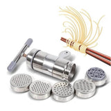 Manual Press Pasta Machine Stainless Steel Hand Wringing Noodles Making Machine with 5 Noodle Mould - Rear View