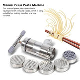 Manual Press Pasta Machine Stainless Steel Hand Wringing Noodles Making Machine with 5 Noodle Mould