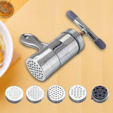 Manual Press Pasta Machine Stainless Steel Hand Wringing Noodles Making Machine with 5 Noodle Mould - Extra Image