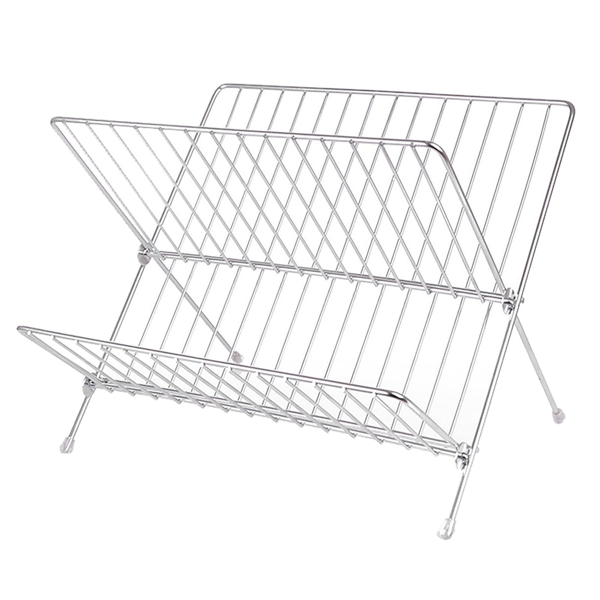 Dish Drainers Foldable X Shape 2 Tier Dish Drying Rack Dinner Plate Bowl Drying Holder Rack for Kitchen Counters