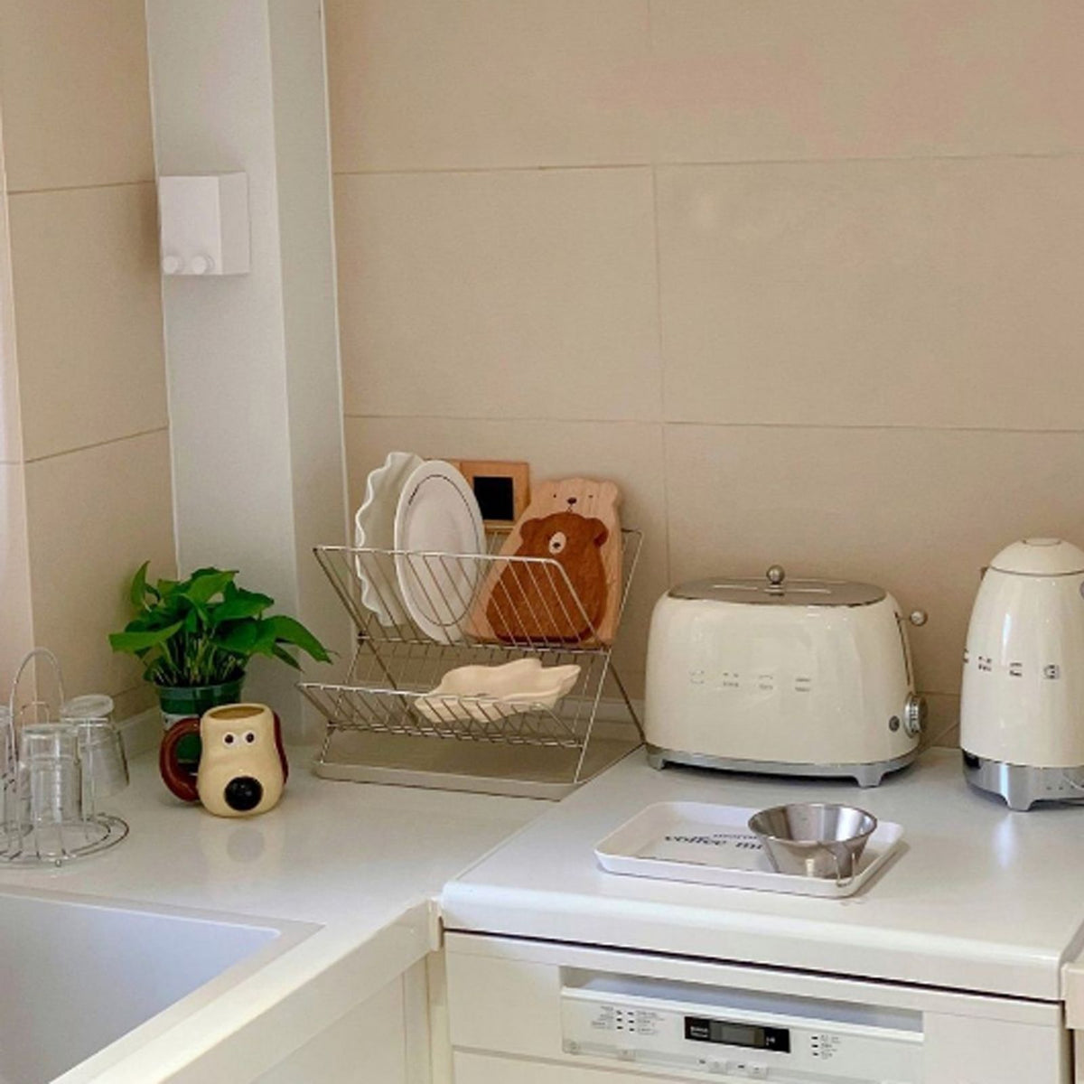 Dish Drainers Foldable X Shape 2 Tier Dish Drying Rack Dinner Plate Bowl Drying Holder Rack for Kitchen Counters