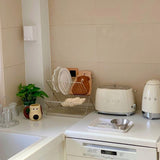 Dish Drainers Foldable X Shape 2 Tier Dish Drying Rack Dinner Plate Bowl Drying Holder Rack for Kitchen Counters