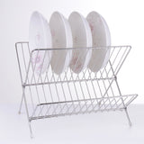 Dish Drainers Foldable X Shape 2 Tier Dish Drying Rack Dinner Plate Bowl Drying Holder Rack for Kitchen Counters - Extra Image