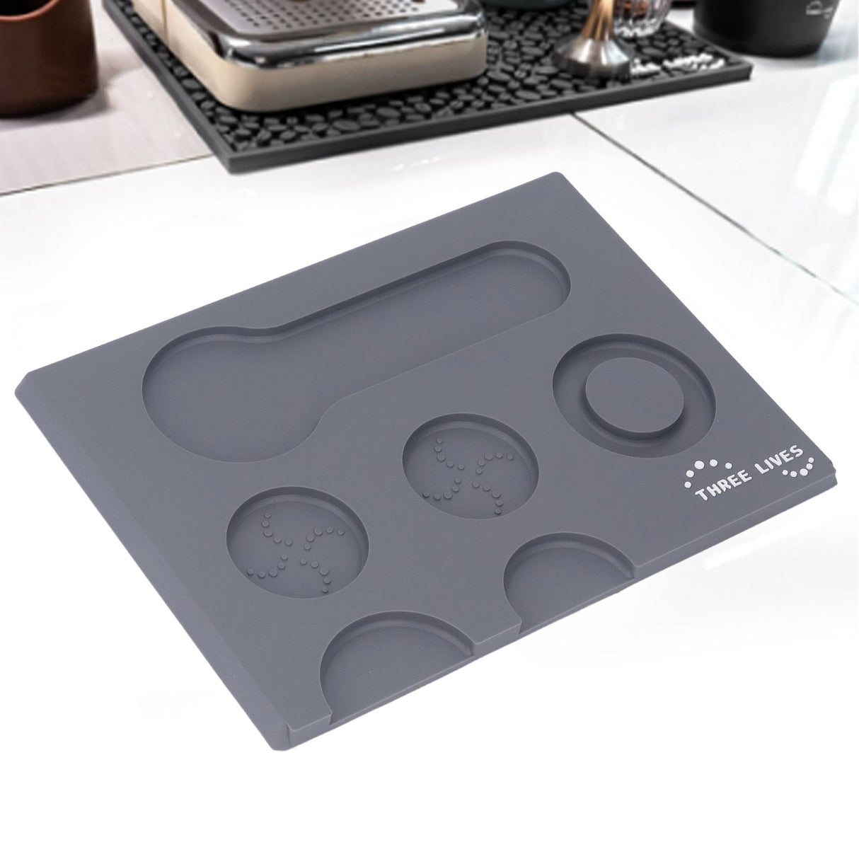 Coffee Tampers Mat Portable PVC Polished Back Antiskid Coffee Tamping Pad for Bar Cafe Home Grey