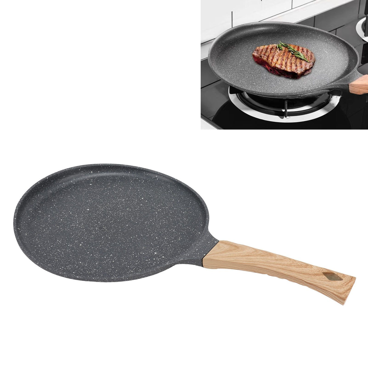 Frying Pan Prevents Stick Medical Stone Coating Aluminium Alloy Integrated Die Casting Breakfast Pan