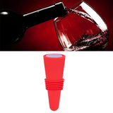 Wine Bottle Stopper Food Grade Silicone Stainless Steel 6.1x2.35cm Decorative Practical Reusable Wine Corks for Decoration Red - Rear View