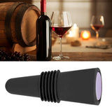 Wine Bottle Stopper Food Grade Silicone Stainless Steel 6.1x2.35cm Decorative Practical Reusable Wine Corks for Decoration Black