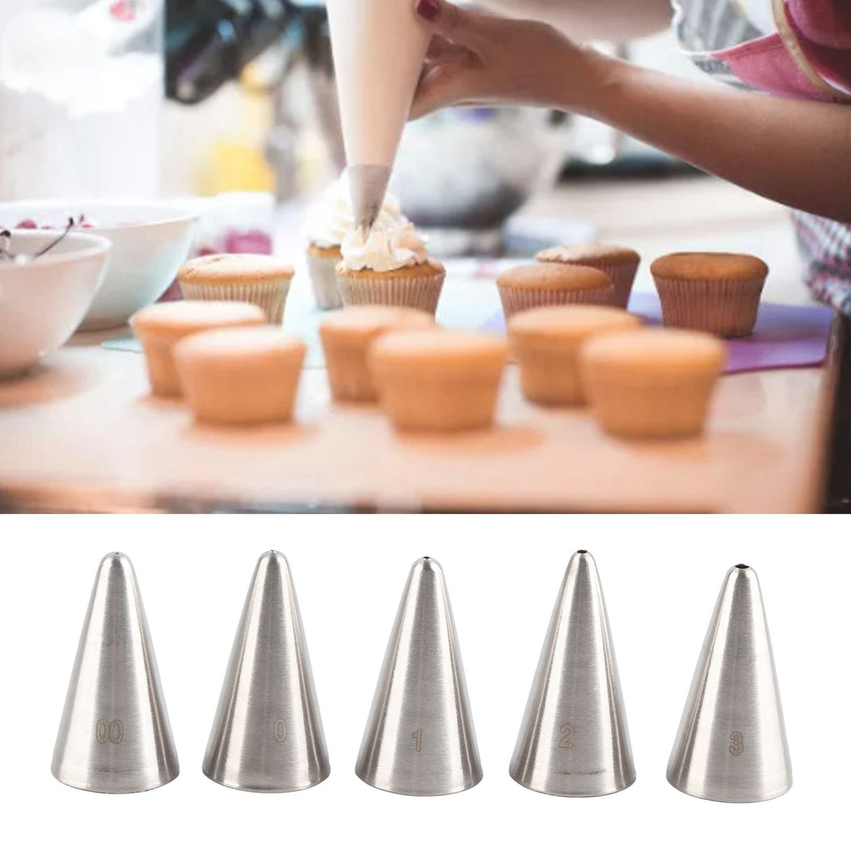 5 Pcs Piping Tips Set Stainless Steel Cake Decorating Supplies for Baking Cupcakes Cookies