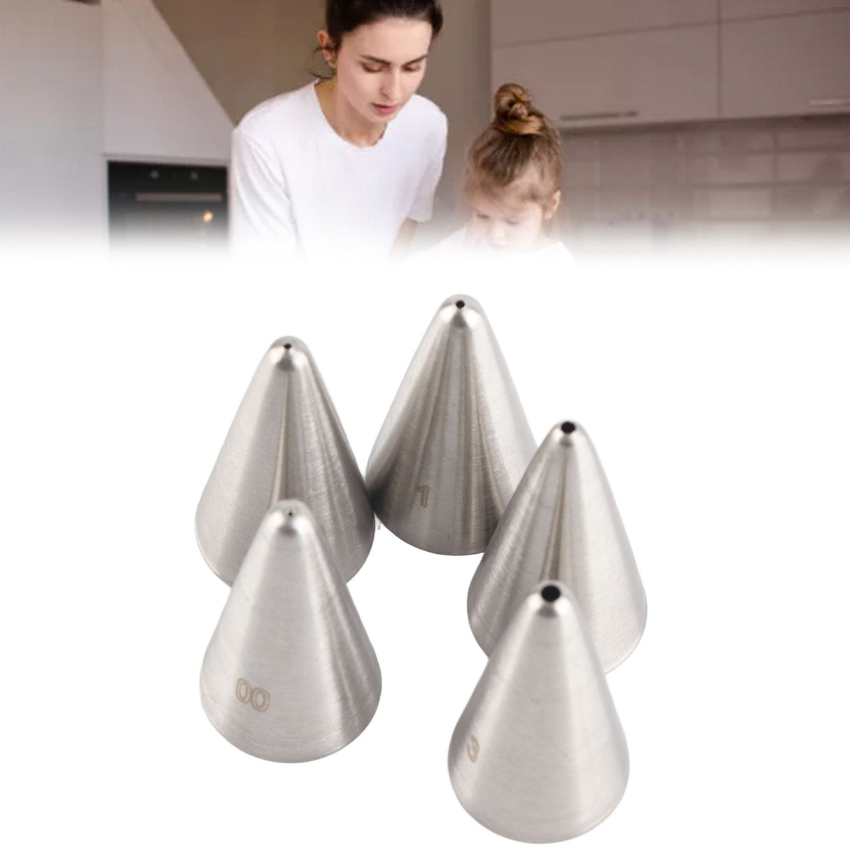 5 Pcs Piping Tips Set Stainless Steel Cake Decorating Supplies for Baking Cupcakes Cookies