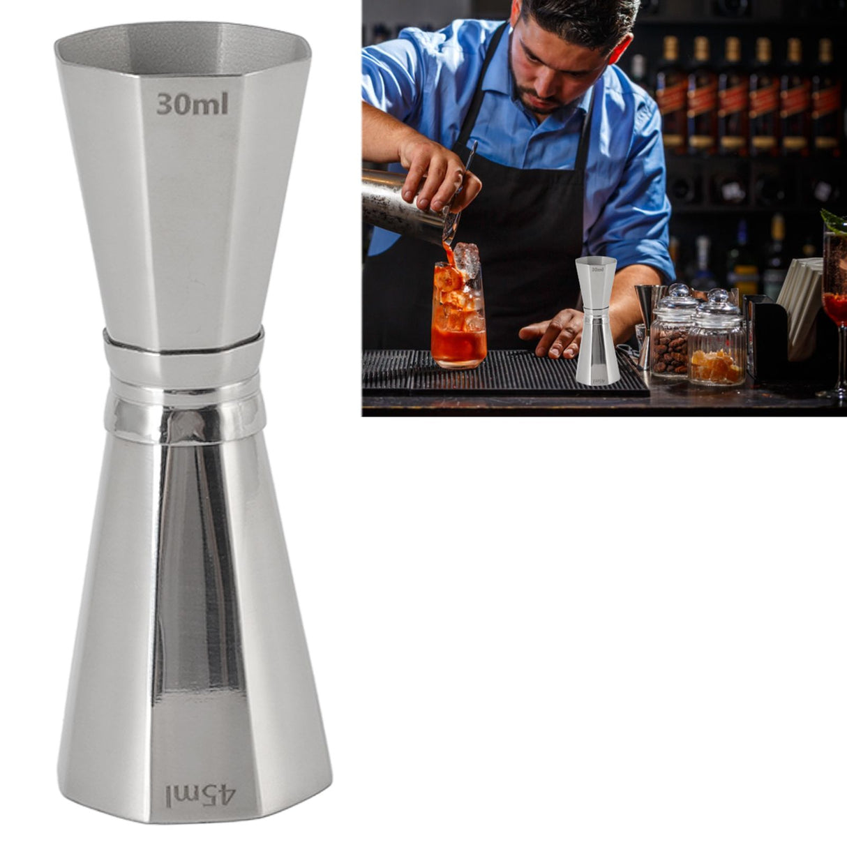 304 Stainless Steel Jigger with Scales Octagonal Double Cocktail Jigger Measuring Tool for Bartenders