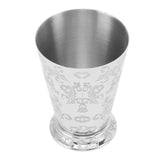 Cocktail Drinking Cup 304 Stainless Steel Silver Finish Moscow Mule Mug for Bars Home Leaf Pattern Carving - Rear View