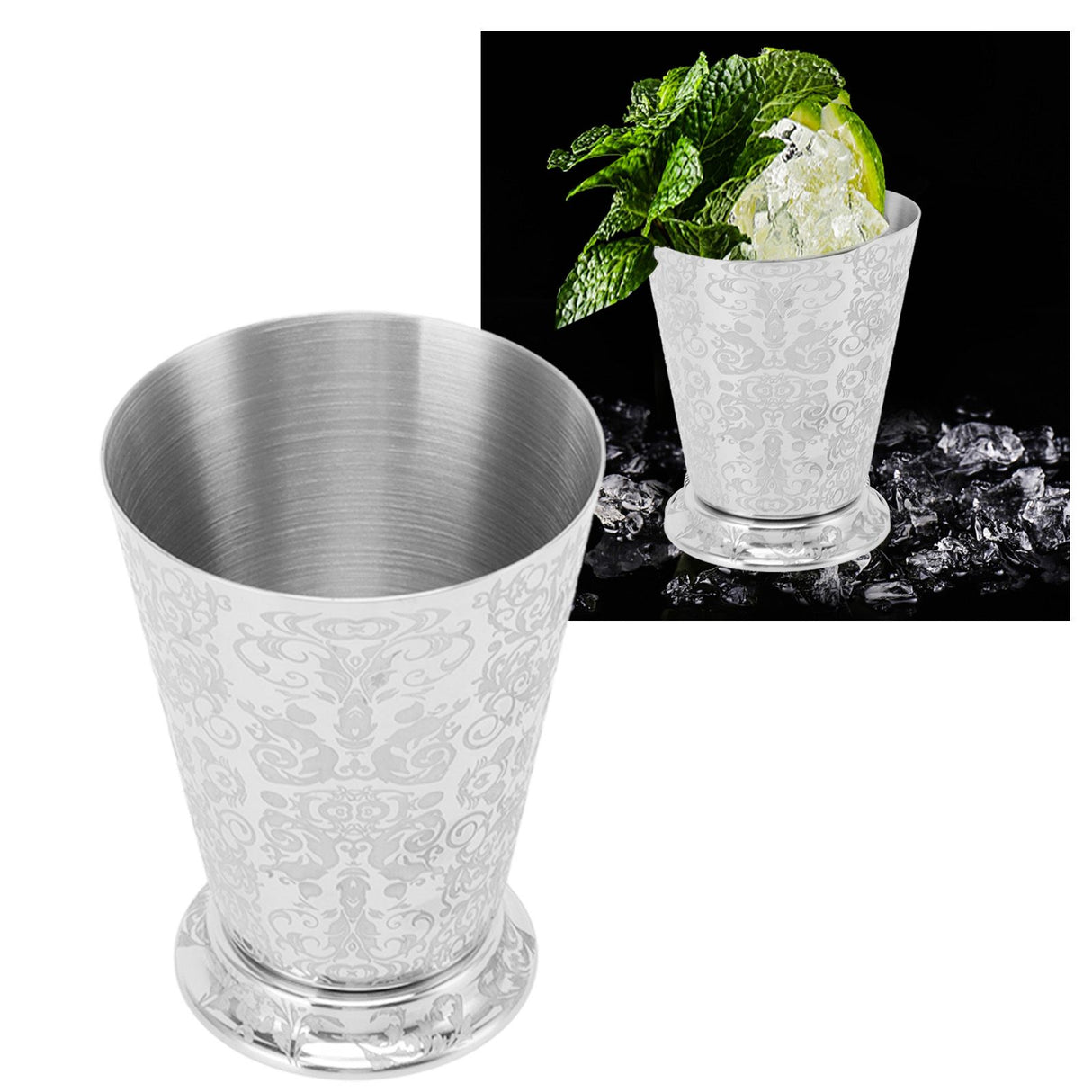 Cocktail Drinking Cup 304 Stainless Steel Silver Finish Moscow Mule Mug for Bars Home Totem Pattern Carving