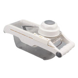Fruit and Vegetable Slice Cutter Stainless Steel Lemon Potato Slicing Tool with Hand Guard for Home Kitchens - Side View