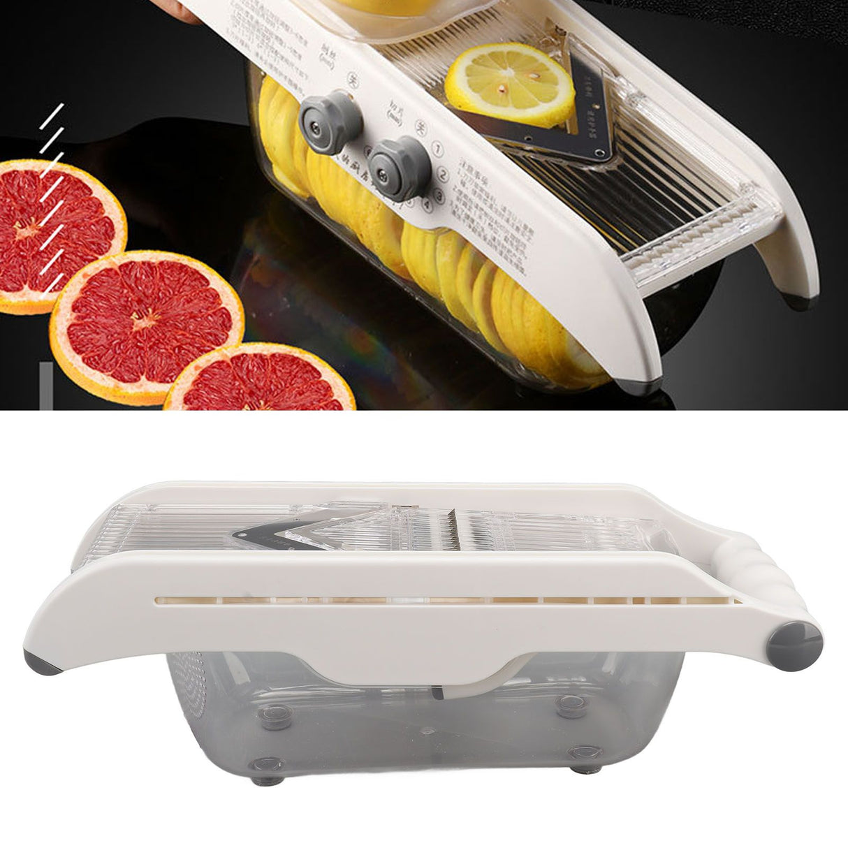 Fruit and Vegetable Slice Cutter Stainless Steel Lemon Potato Slicing Tool with Hand Guard for Home Kitchens