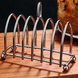 Toast Rack Stainless Steel 6 Slice Slot Breakfast Toast Bread Rack Holder with Handle for Kitchen Bakery - Rear View