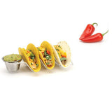 Taco Stand Stainless Steel 3 Grid V Shaped Glossy Taco Holder Rack for Kitchen Home with Sauce Cup