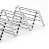Taco Stand Stainless Steel 3 Grid V Shaped Glossy Taco Holder Rack for Kitchen Home with Sauce Cup - Close-Up Angle