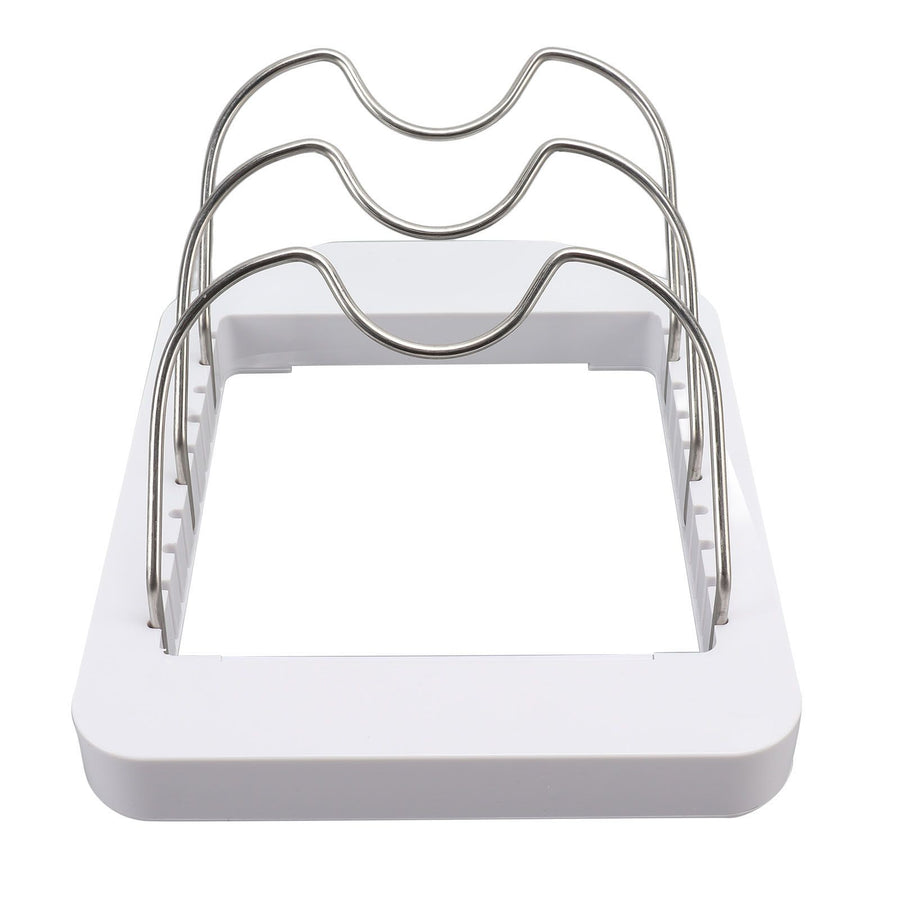 Pot Lid Organizer Plastic U Shaped Cooking Top Cover Storage Rack for Home Kitchen White