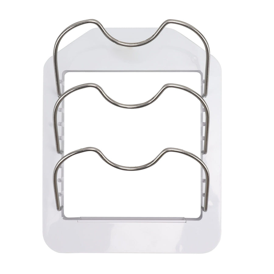 Pot Lid Organizer Plastic U Shaped Cooking Top Cover Storage Rack for Home Kitchen White