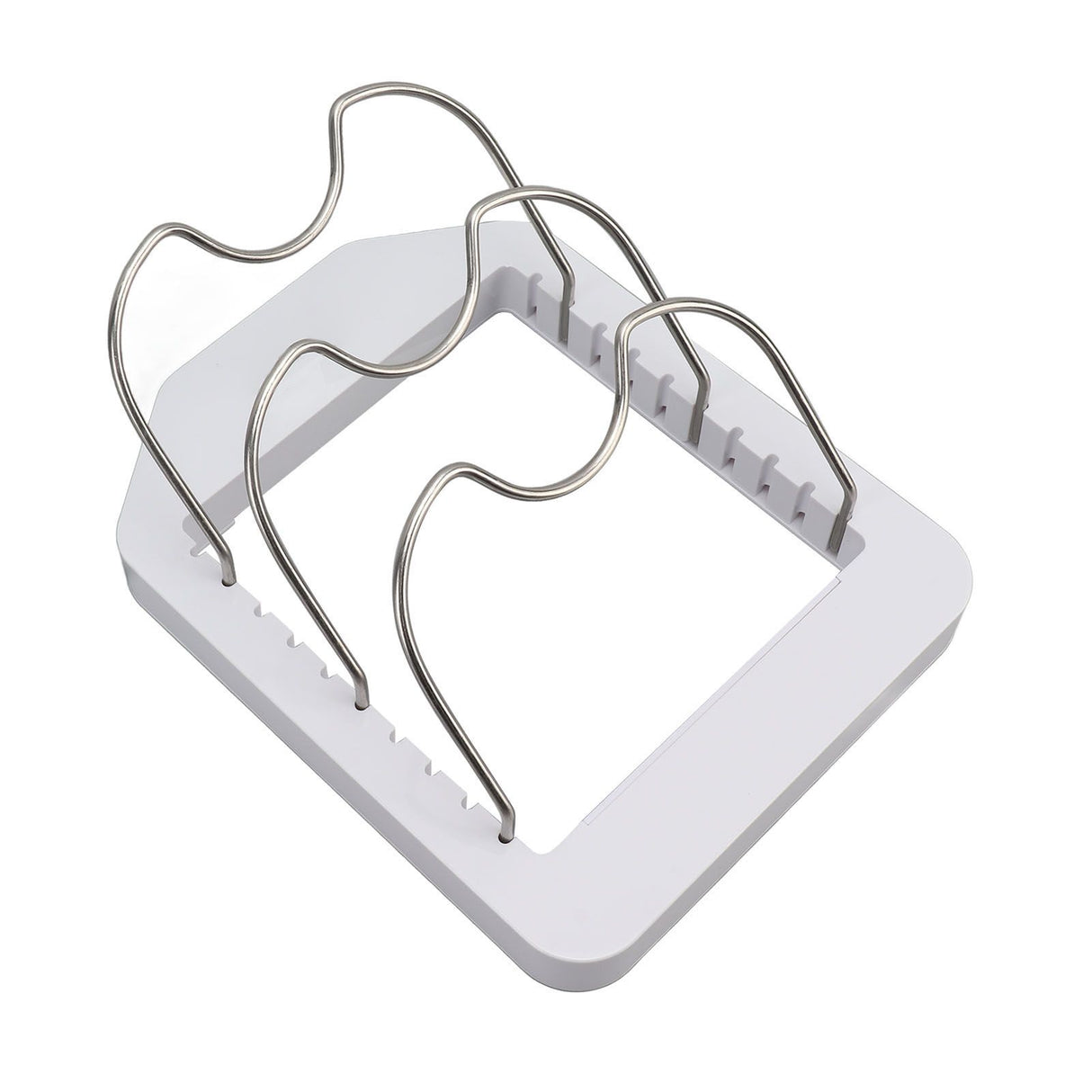 Pot Lid Organizer Plastic U Shaped Cooking Top Cover Storage Rack for Home Kitchen White