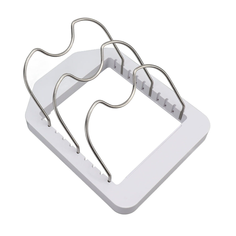 Pot Lid Organizer Plastic U Shaped Cooking Top Cover Storage Rack for Home Kitchen White