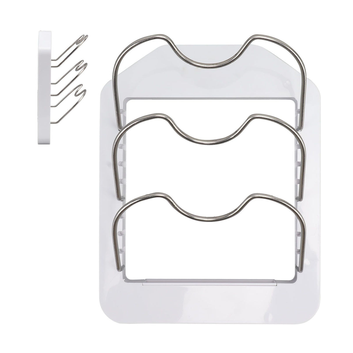 Pot Lid Organizer Plastic U Shaped Cooking Top Cover Storage Rack for Home Kitchen White