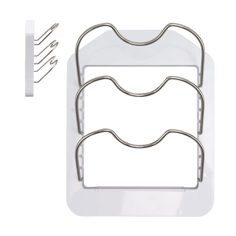 Pot Lid Organizer Plastic U Shaped Cooking Top Cover Storage Rack for Home Kitchen White