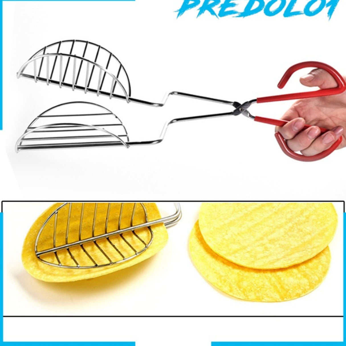 Taco Shell Tong with Long Handle Stainless Steel Taco Press For Making Homemade Taco Shells