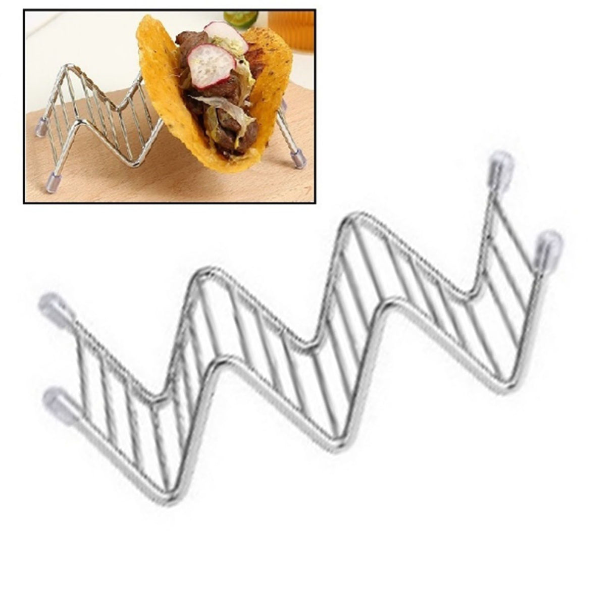Stainless Steel V Shaped Taco Holder Corn Roll Spring Roll Taco Stand Home Pancake Food Rack 2‑3 Grids 6.3x13.5x4.5cm/2.5x5.3x1.8in