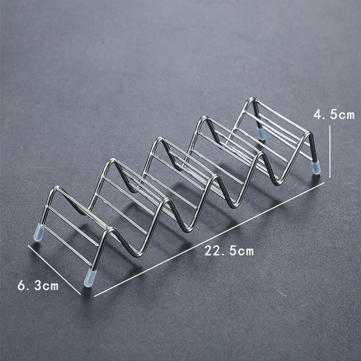 Stainless Steel V Shaped Taco Holder Corn Roll Spring Roll Taco Stand Home Pancake Food Rack 4‑5 Grids 6.3x22.5x4.5cm/2.5x8.9x1.8in