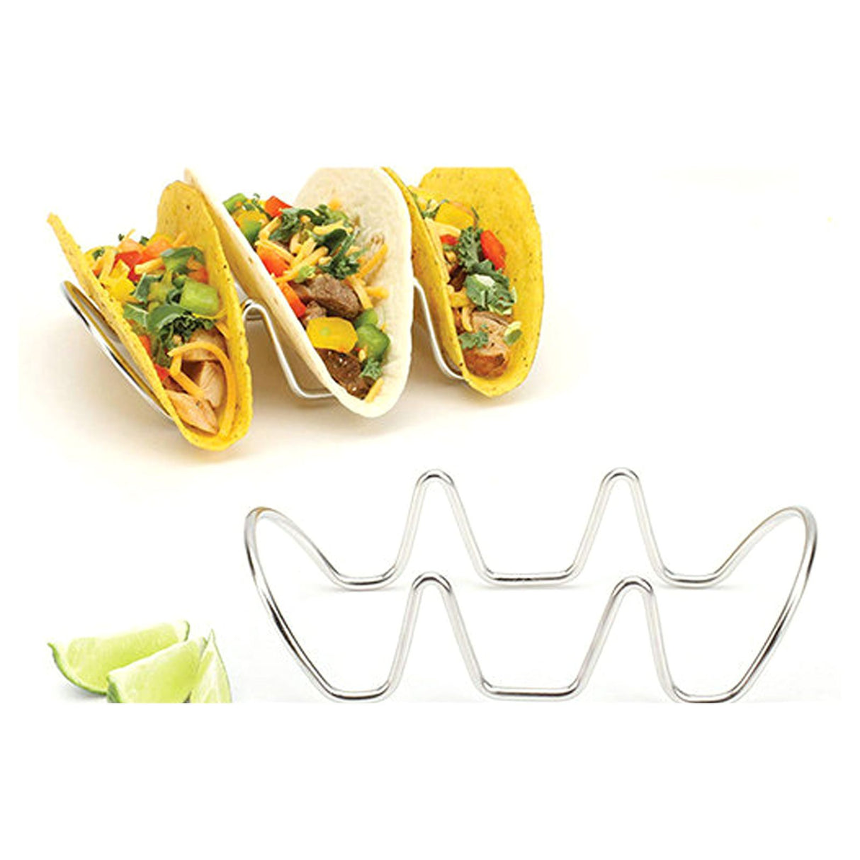 Taco Holder U Shaped Taco Rack Stainless Steel Taco Shell Stand Up Holder for Baking Party Gathering 3 Grid