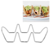Taco Holder U Shaped Taco Rack Stainless Steel Taco Shell Stand Up Holder for Baking Party Gathering 3 Grid - Rear View