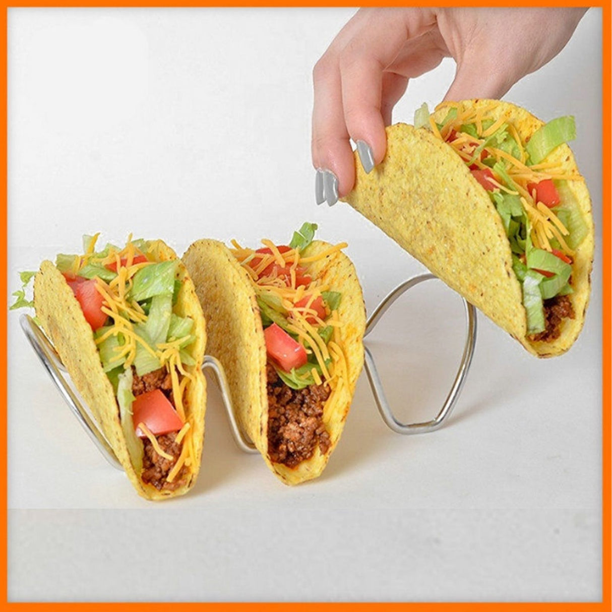 Taco Holder U Shaped Taco Rack Stainless Steel Taco Shell Stand Up Holder for Baking Party Gathering 3 Grid