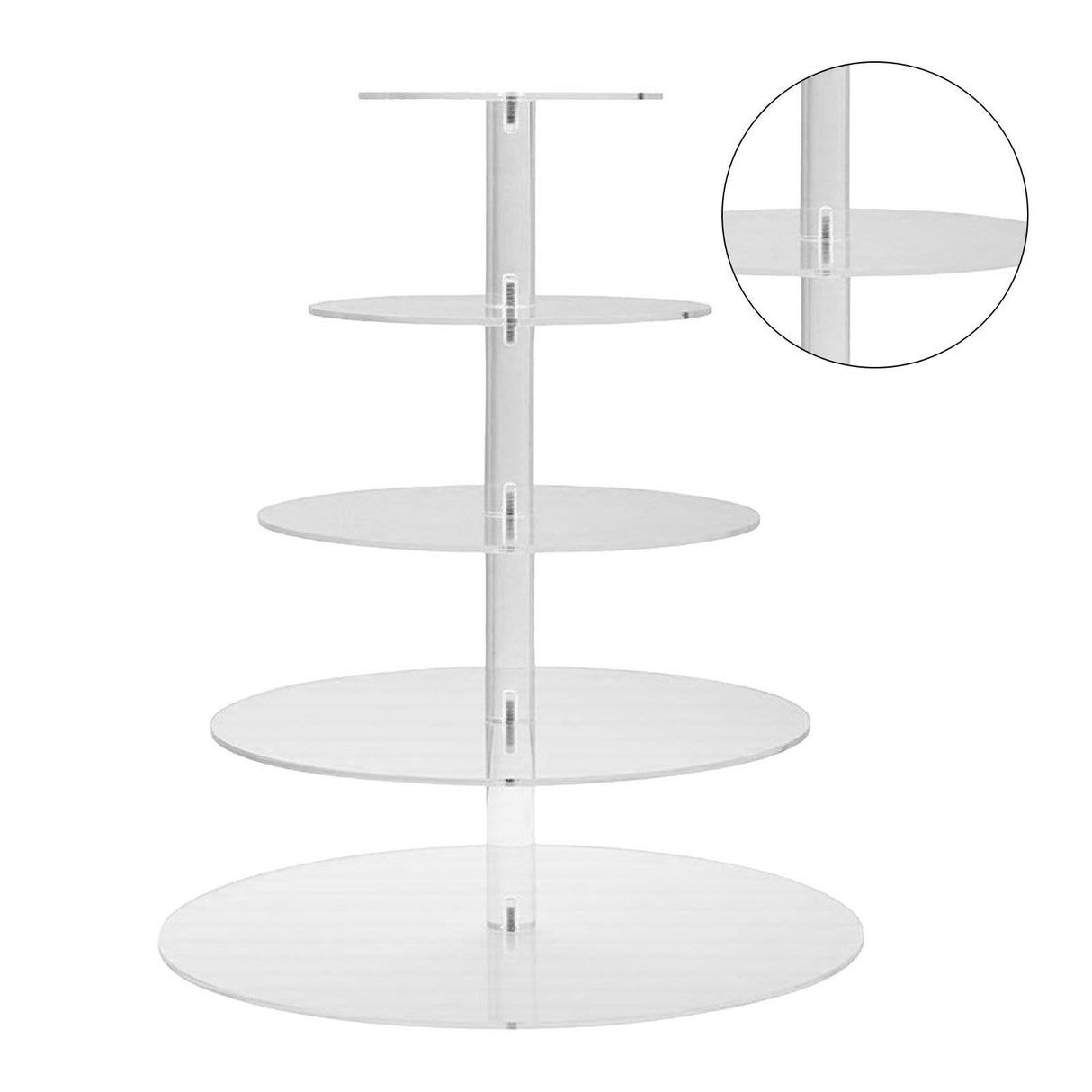 Cupcake Stand Multi Round Tiers Transparent Acrylic High Stability Cupcake Tower for Display Serving Party 5 Tier