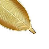 Fruit Plate Golden Style Leaf Shape Brushed Appearance Compact Density Board Serving Dessert Plate for Home L - Close-Up Angle