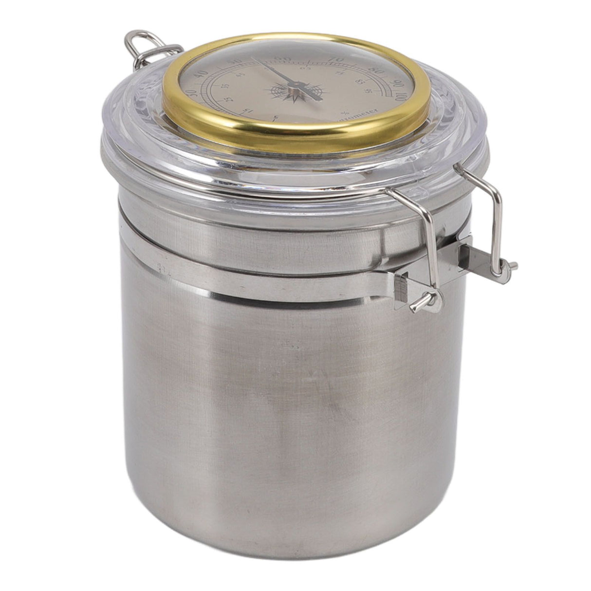 Cigar Jar Stainless Steel Silicone Ring with Hygrometer Waterproof Sealed Storage Jar for Home 96mmx129mm/3.8x5.1in