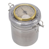 Cigar Jar Stainless Steel Silicone Ring with Hygrometer Waterproof Sealed Storage Jar for Home 96mmx129mm/3.8x5.1in - Side View