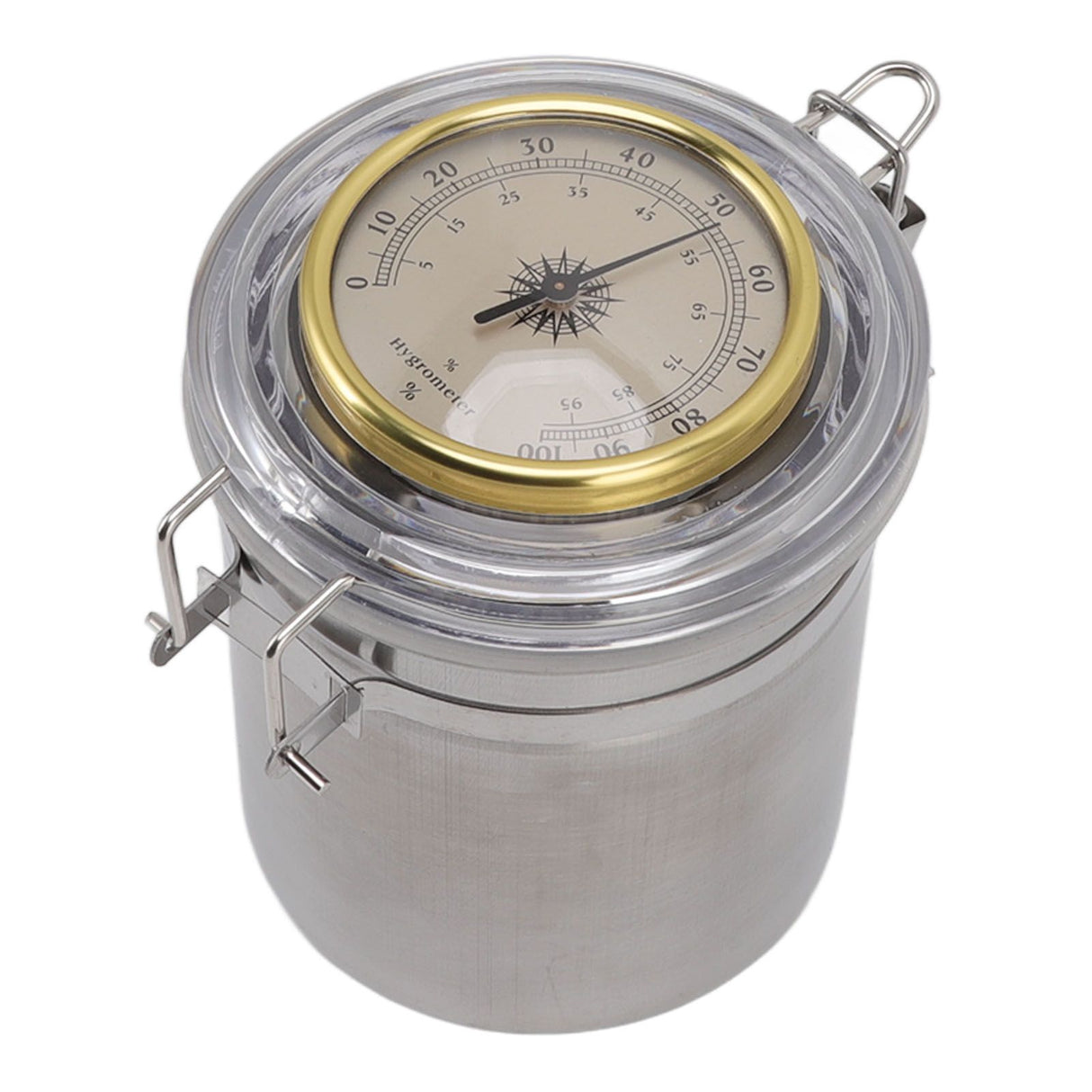 Cigar Jar Stainless Steel Silicone Ring with Hygrometer Waterproof Sealed Storage Jar for Home 96mmx129mm/3.8x5.1in