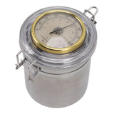 Cigar Jar Stainless Steel Silicone Ring with Hygrometer Waterproof Sealed Storage Jar for Home 96mmx129mm/3.8x5.1in